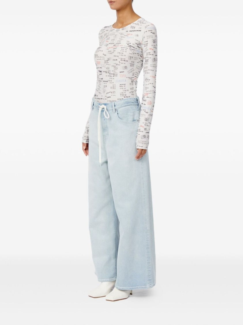 Mm6 By Maison Margiela Light Blue Whiskering Drawstring Jeans