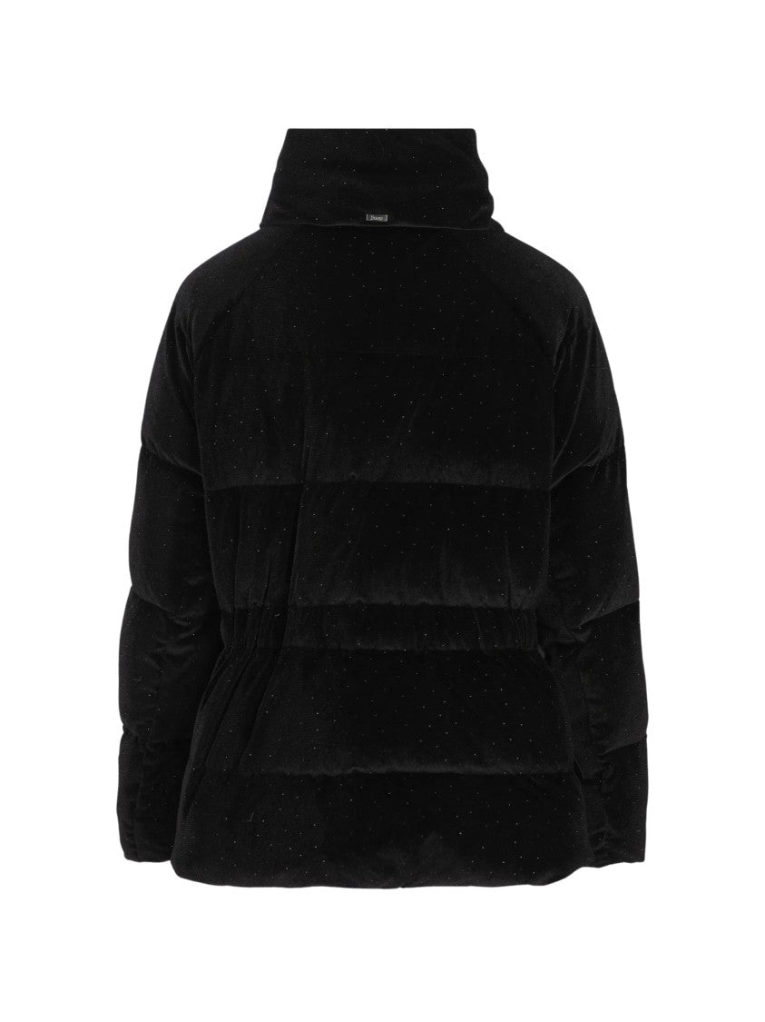 Herno Black Piumino Funnel Neck Padded Canvas Down Jacket