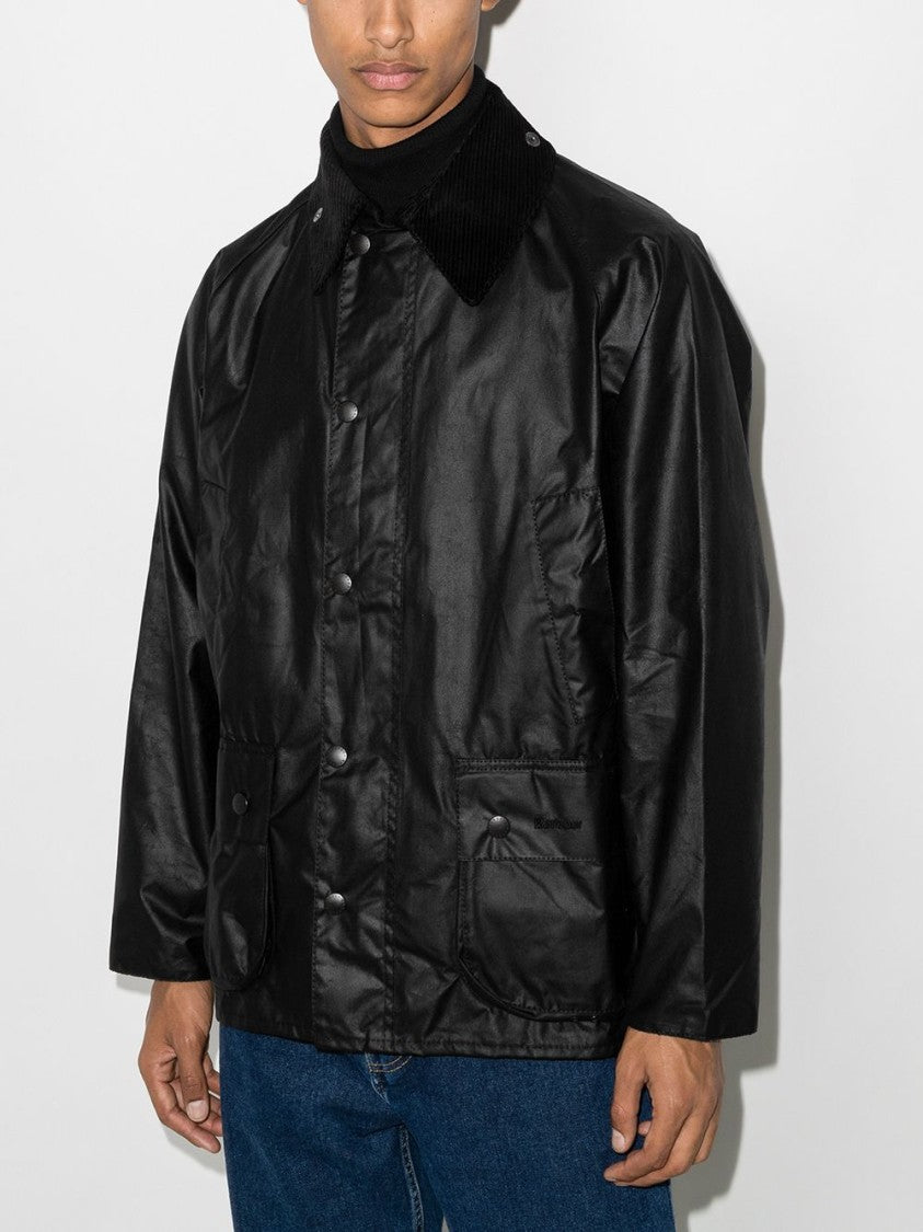 Barbour Classic Black Coat With Button-Up Front