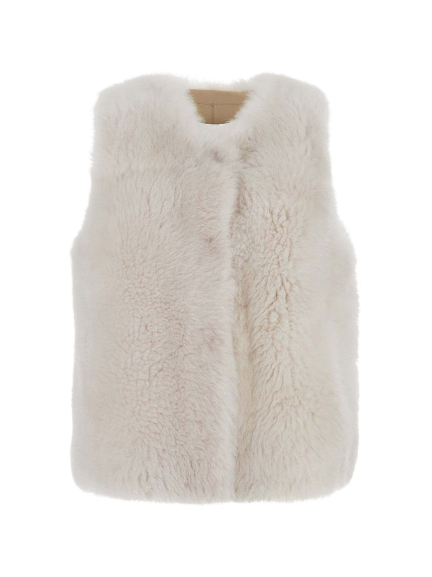 Suprema White Shearling Leather Gilet