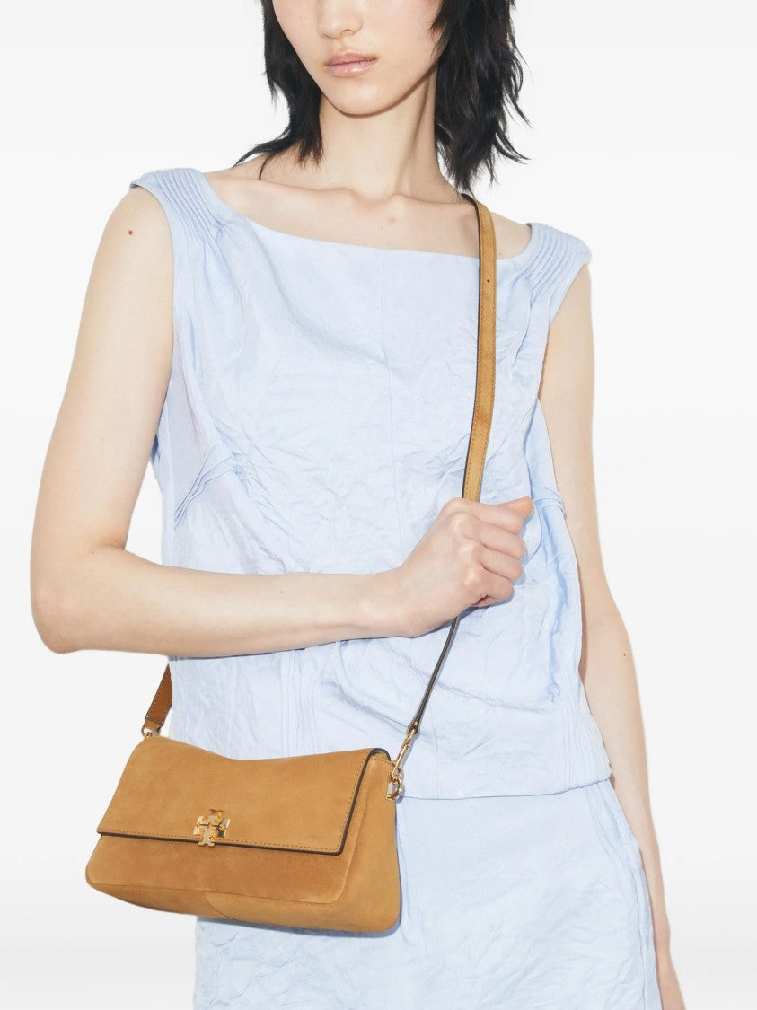 Tory Burch Brown Charlie Small Suede Shoulder Bag