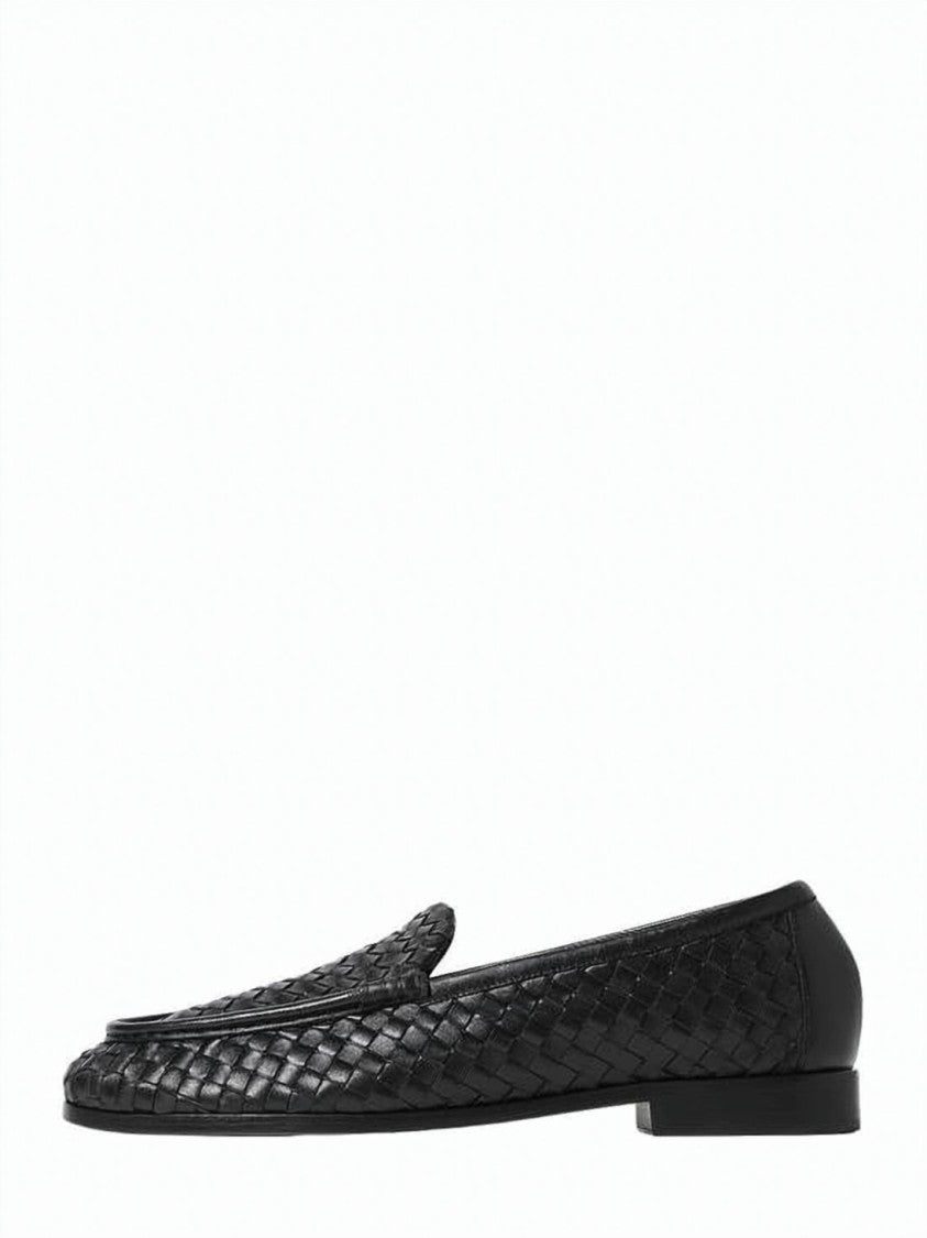 Bottega Veneta Lambskin Loafers With Woven Upper And Minimalist Design