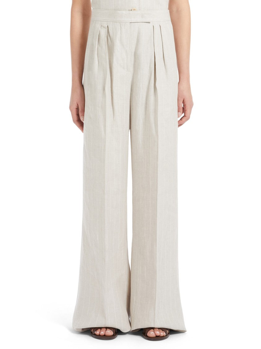 Max Mara Batavia Cotton-Linen Full-Length Trousers