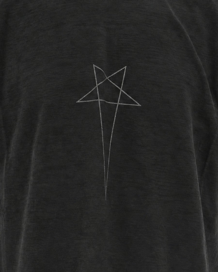Drkshdw By Rick Owens Faded Black Jumbo Graphic Cotton Jersey T-Shirt