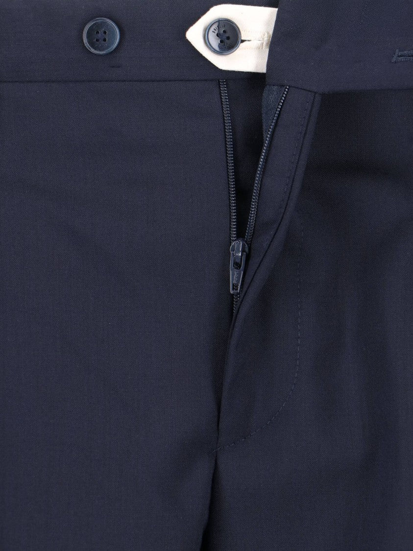 Briglia 1949 Navy Tailored Mid-Rise Virgin Wool Trousers