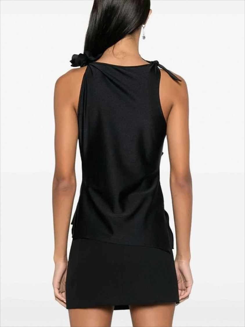 Coperni Asymmetrical Black Sleeveless Top With Decorative Bows