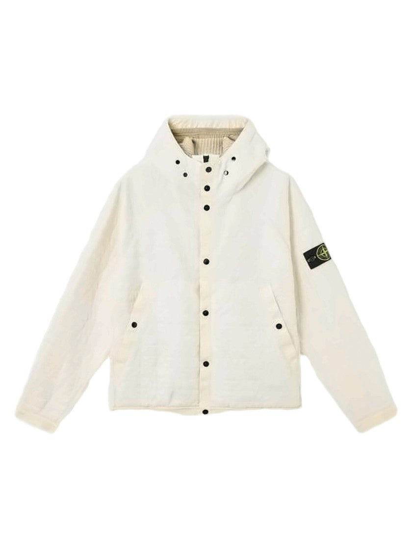 Stone Island Textured White Quilted Jacket