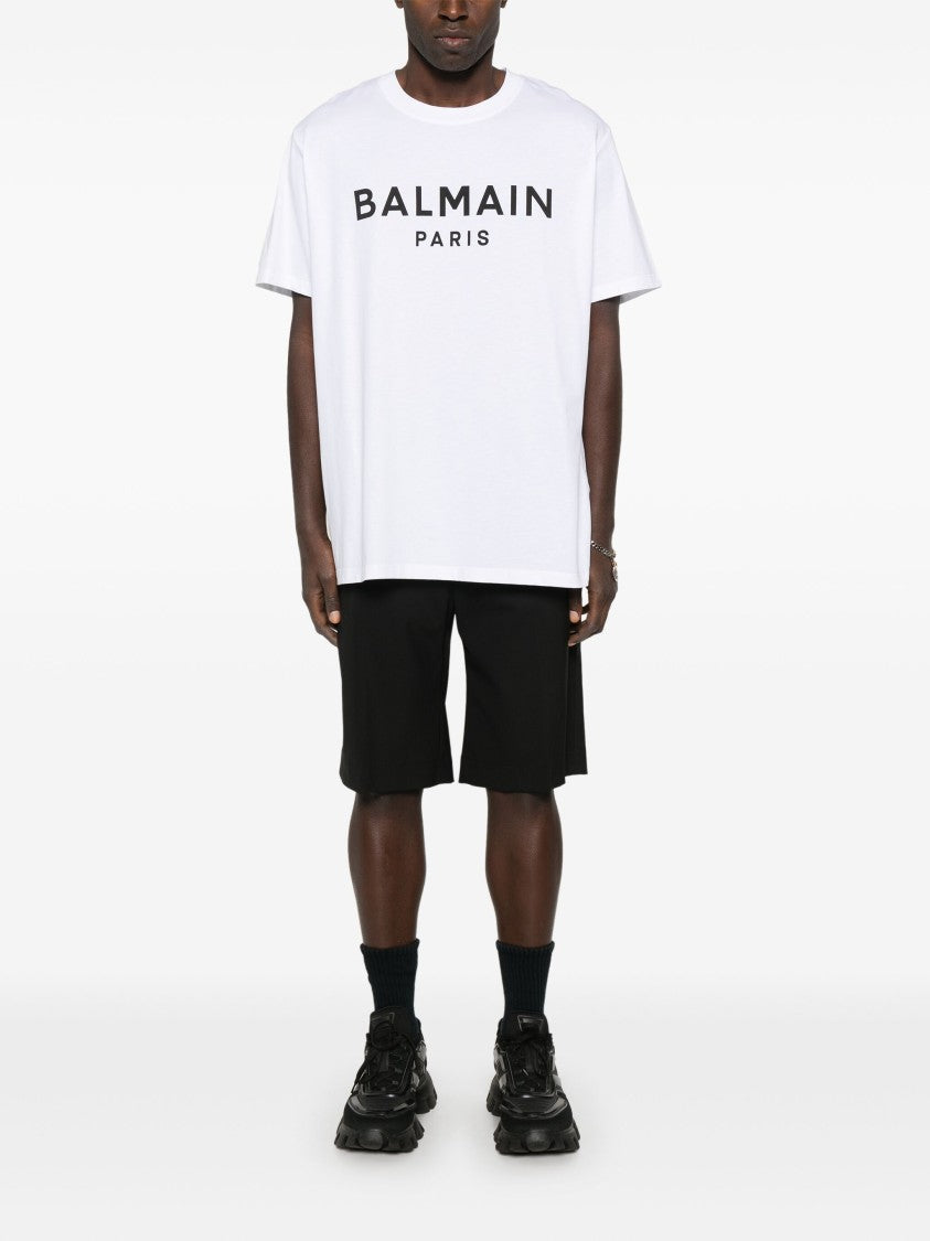 Balmain White T-Shirt Organic Cotton Logo T-Shirt