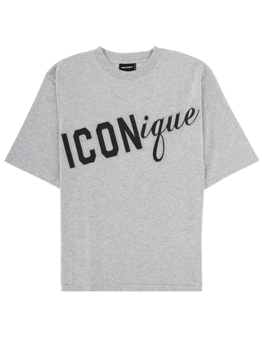 Dsquared2 Light Grey Black Text Loose T-Shirt