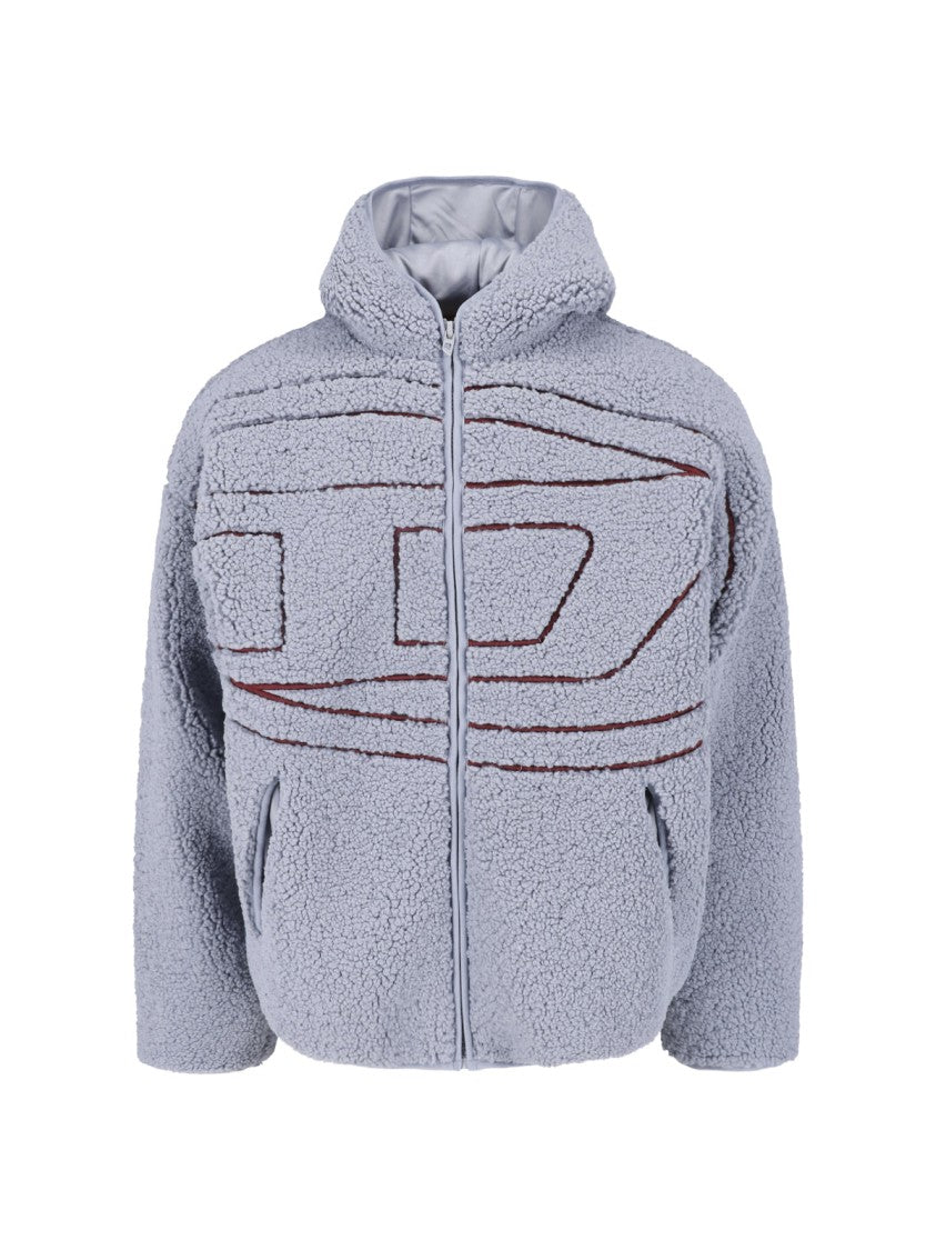 Diesel Grey S-Zat Teddy Hooded Zip Sweatshirt