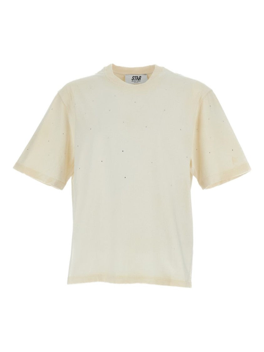 Golden Goose Beige Star Branding Relaxed Silk T-Shirt