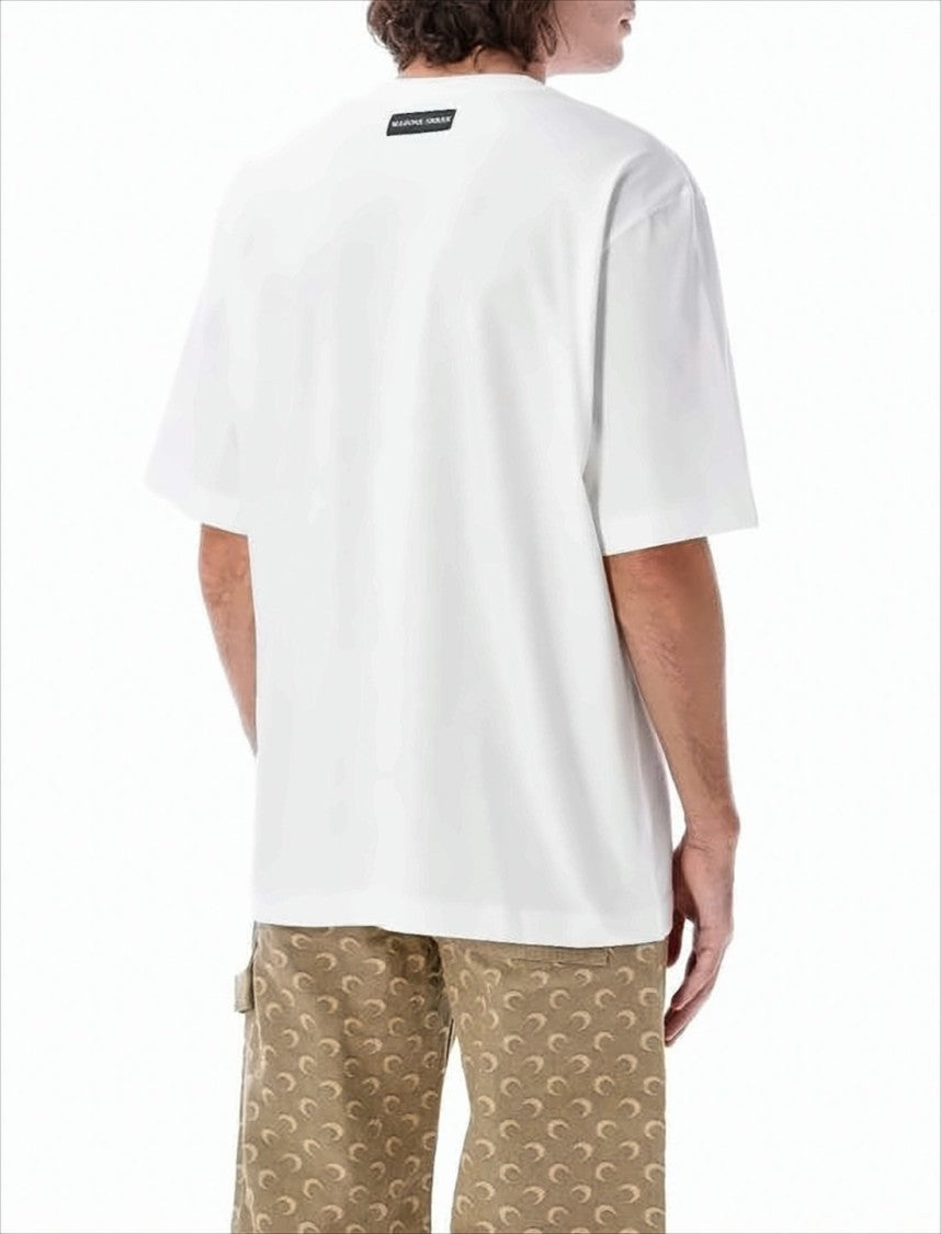 Marine Serre Plain White Short-Sleeved T-Shirt With Minimalist Logo