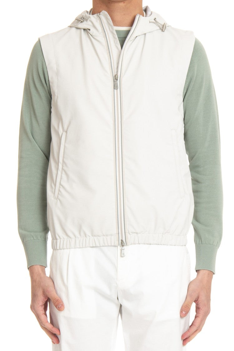 Eleventy Double-Slider Zipper Gilet With Fixed Hood