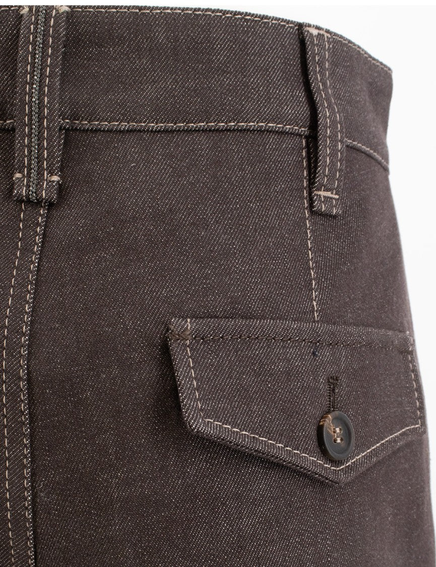 Brunello Cucinelli Cropped Brown Trousers With Buttoned Pocket Flaps