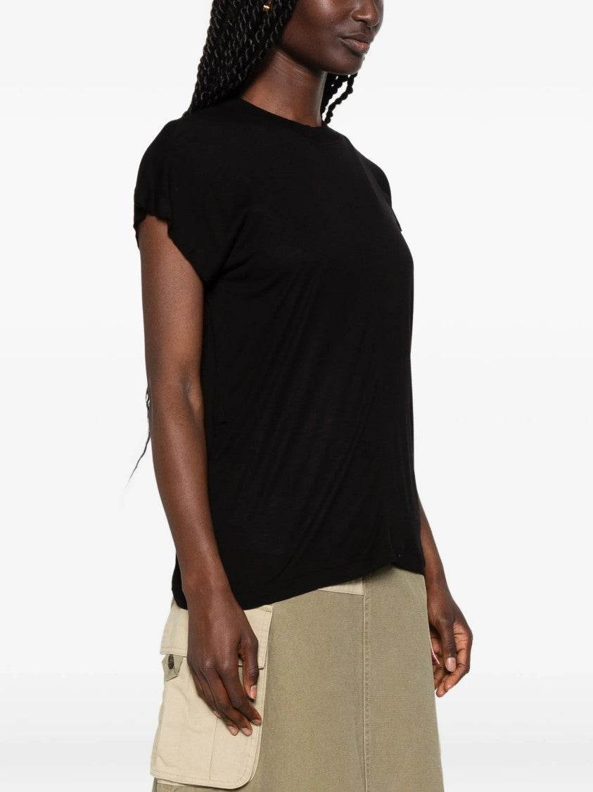 Moschino Black Relaxed Viscose Flutter Sleeve T-Shirt