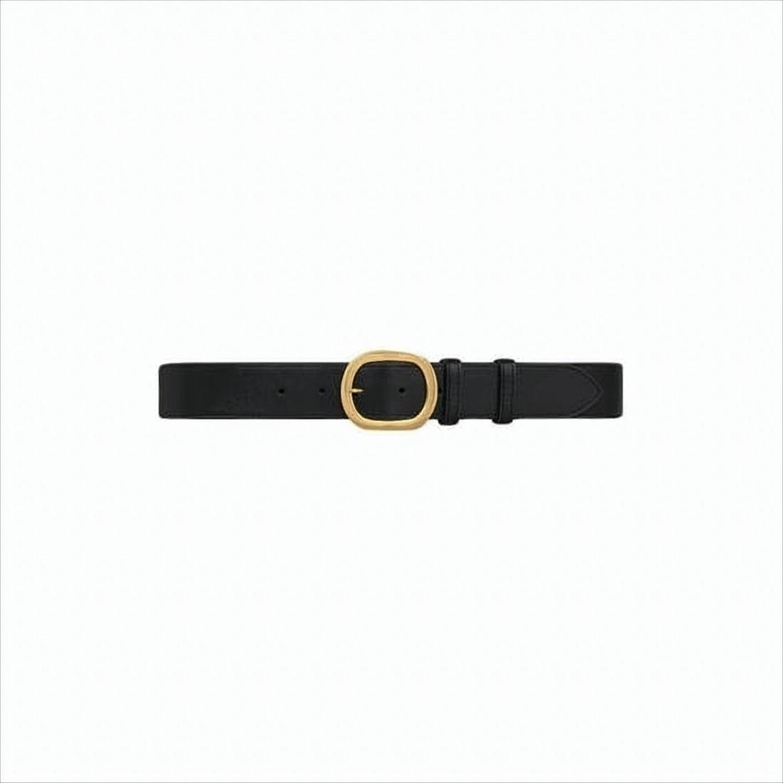 Celine Calf Leather Belt With Gold Buckle And Minimalist Design