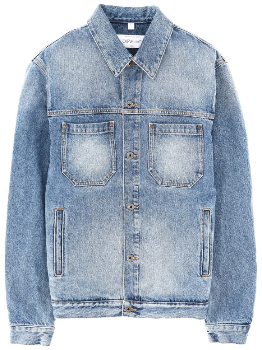 Off-White Light Blue White Arrow Print Denim Jacket