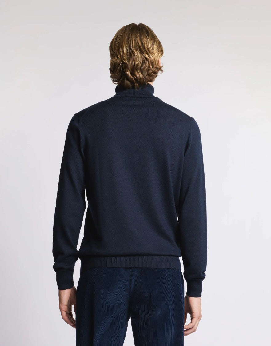 Fay Timeless Navy Blue Turtleneck Sweater
