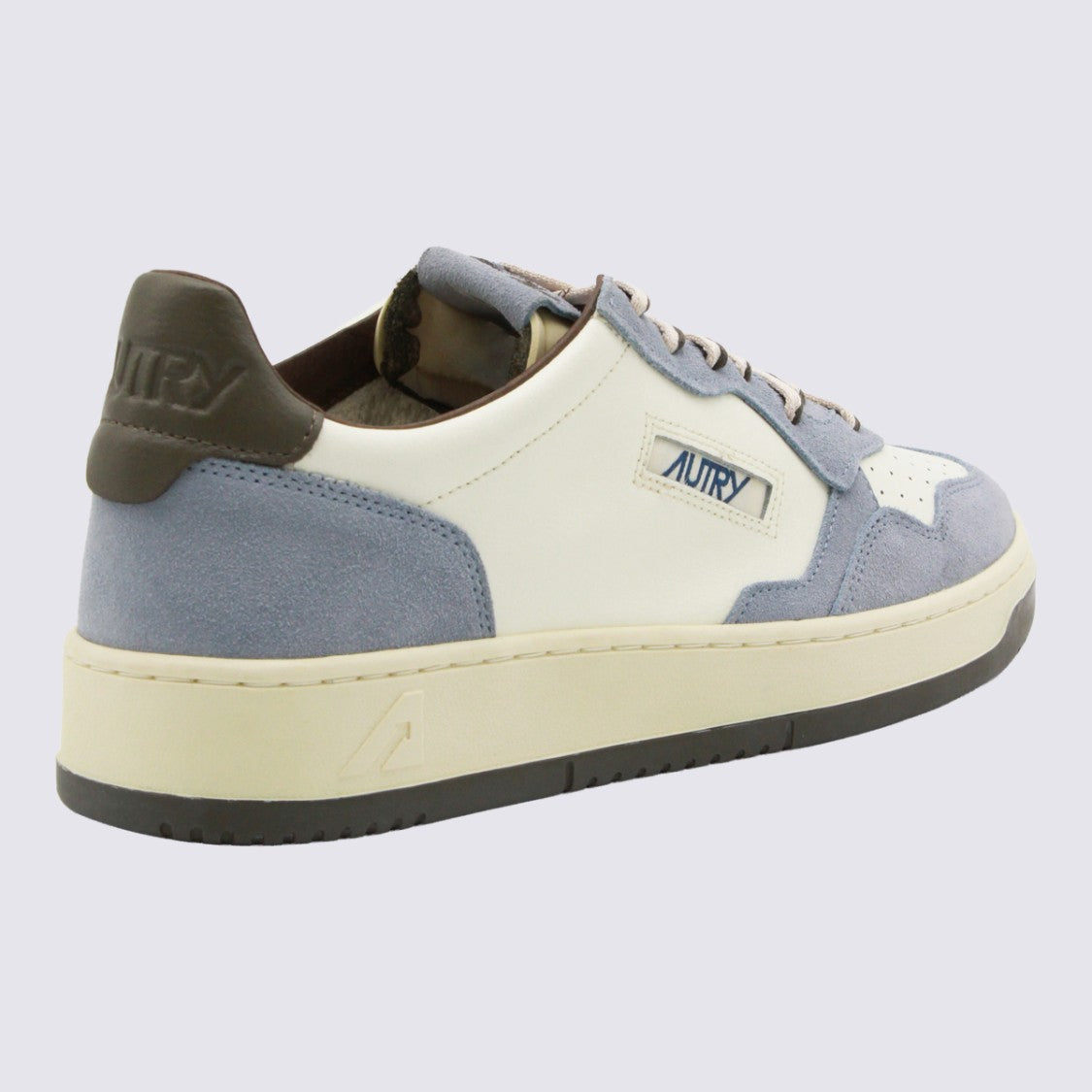 Autry Off-White Sneakers With Light Blue And Olive Accents