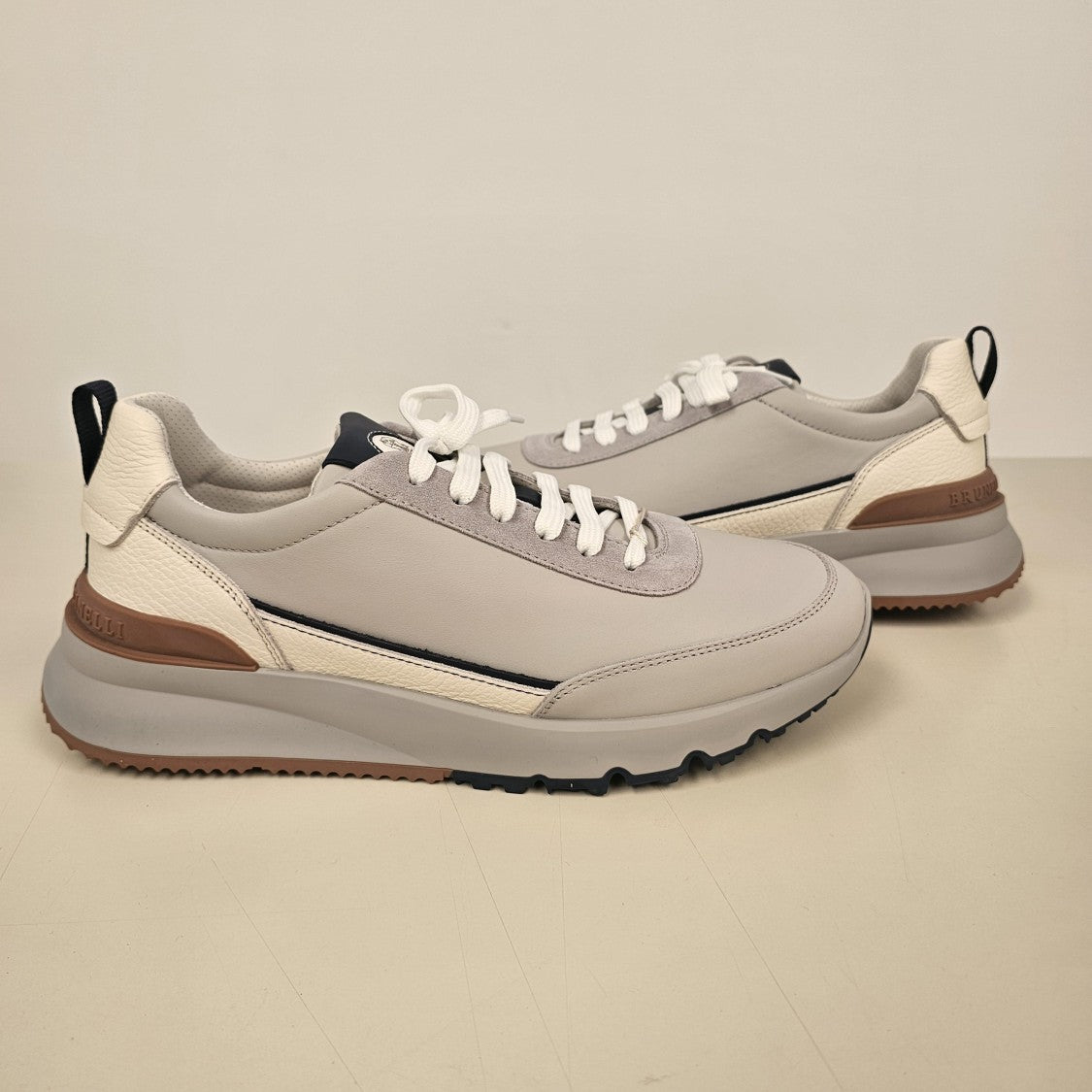 Brunello Cucinelli Grey Sneakers With Textured Panels