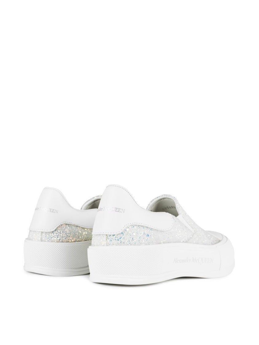 Alexander Mcqueen Deck Plimsoll Glitter Slip On Sneakers