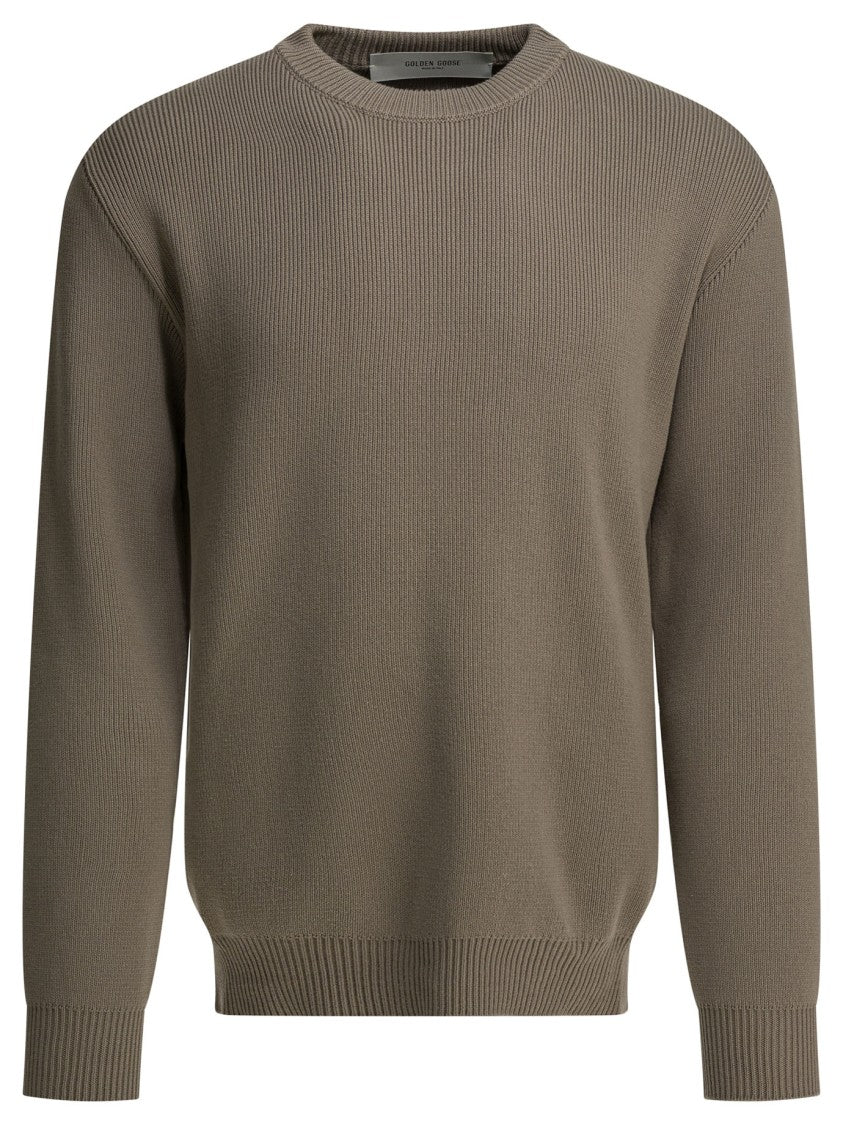 Golden Goose Ribbed Brown Knitwear With Crew Neckline