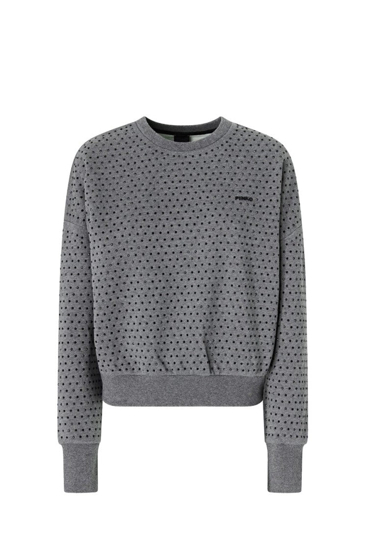 Pinko Grey Cotton Studded Sweatshirt
