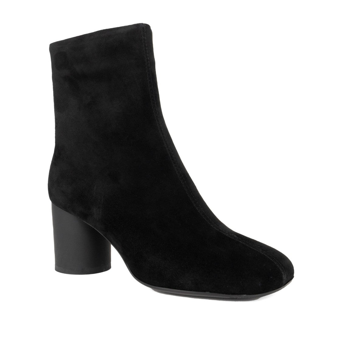 Linda Baumann Black Smooth Leather Mid-Height Block Heel Ankle Boots