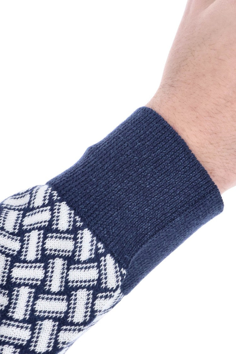 Drumohr Biscottino Pattern Cotton-Linen V-Neck Sweater