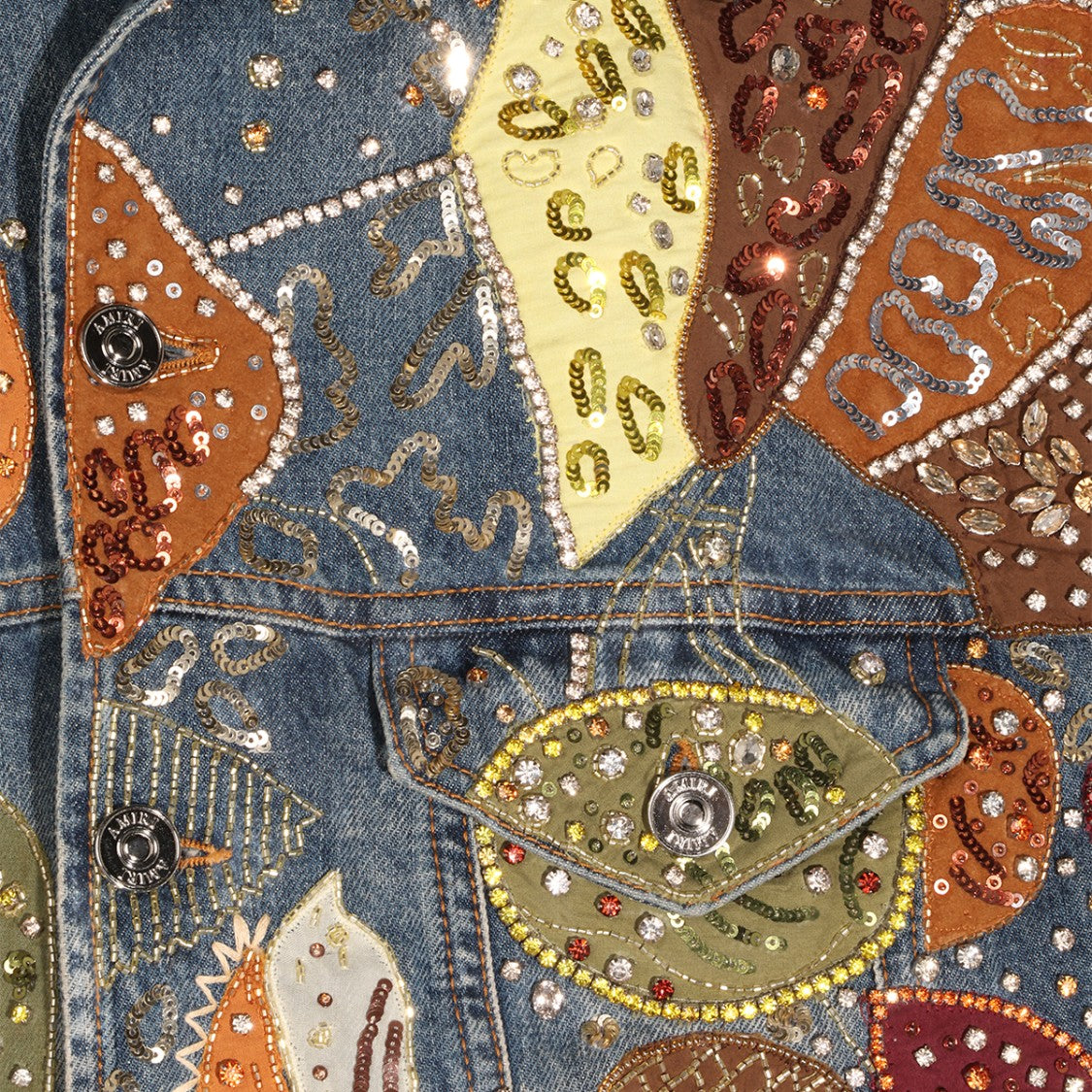 Amiri Patchwork Embellished Denim Jacket
