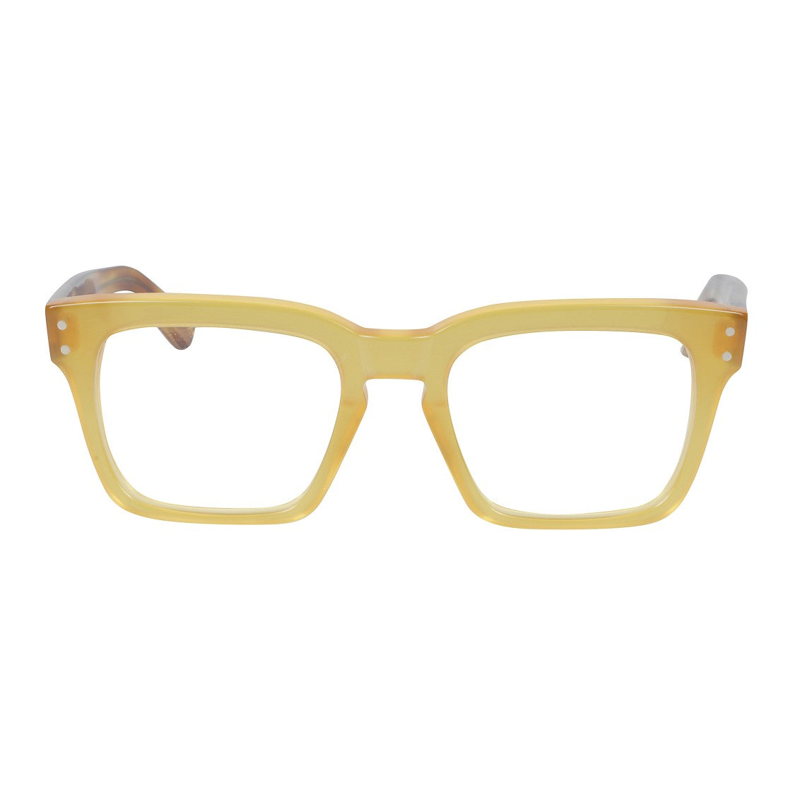 Kador Truman Translucent Amber-Yellow Square Frame Sunglasses With Tortoiseshell Temples
