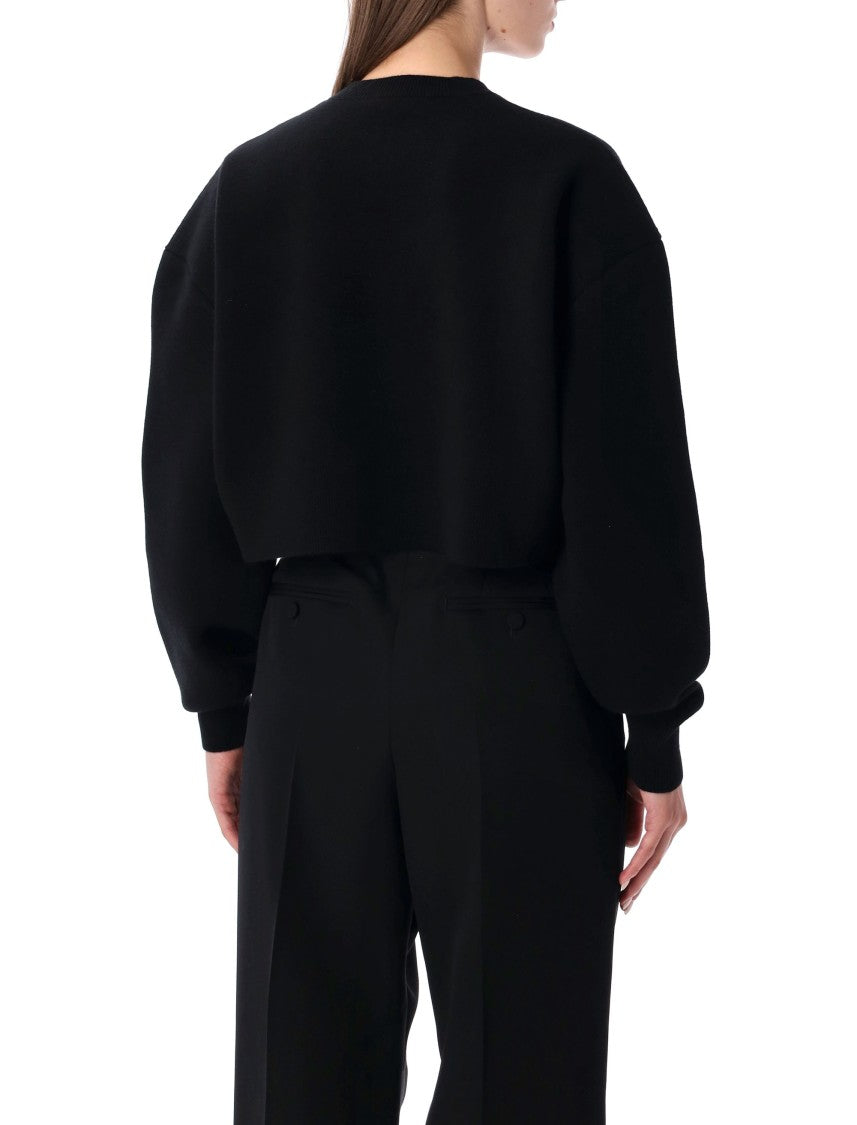 Tom Ford Cropped Black Wool And Cashmere Sweater With Boxy Silhouette