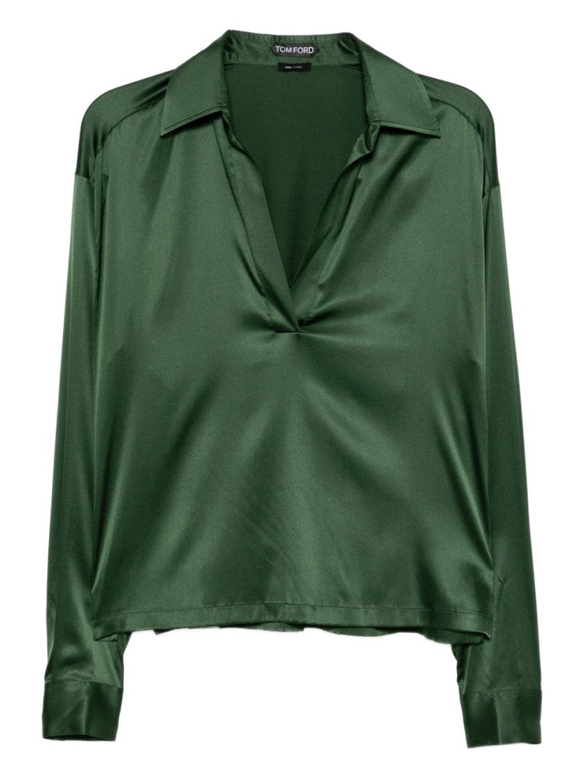 Tom Ford Plunging V-Neck Green Shirt