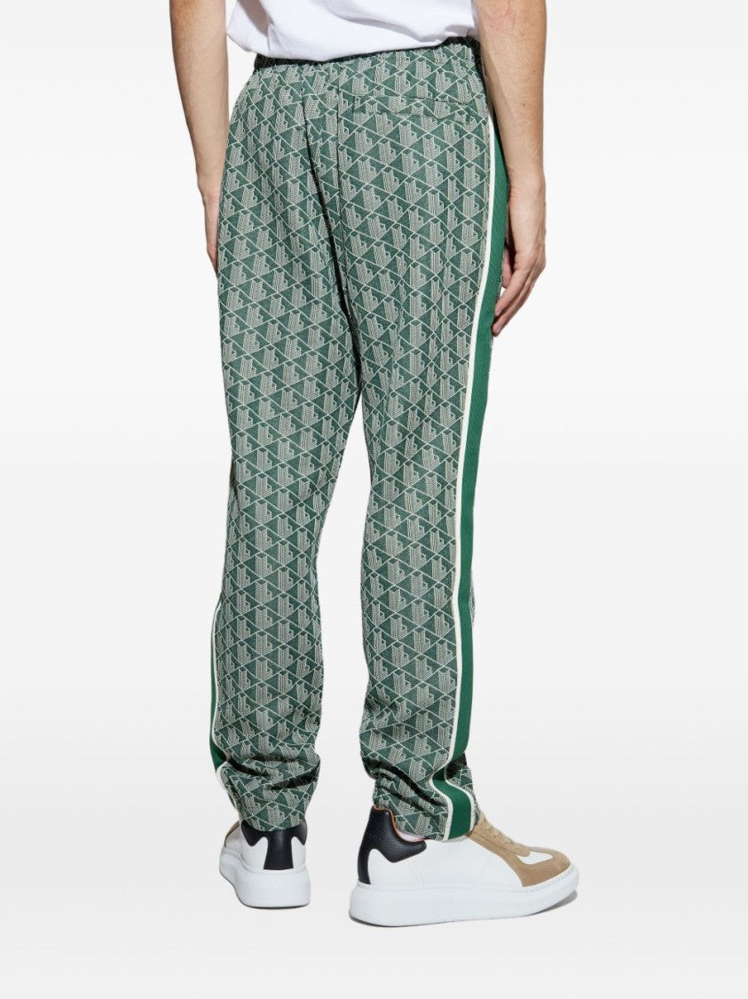 Lacoste Geometric Print Pants With Side Stripes And Elasticated Waistband