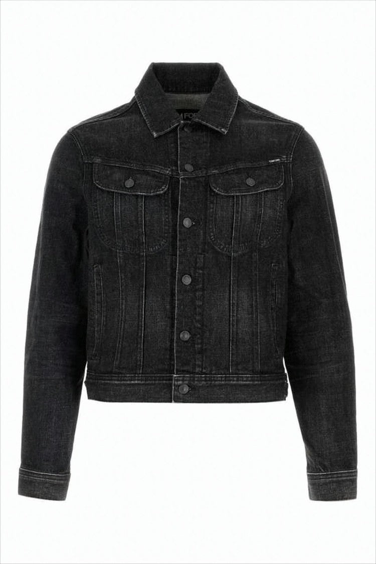 Tom Ford Cropped Denim Jacket With Classic Collar