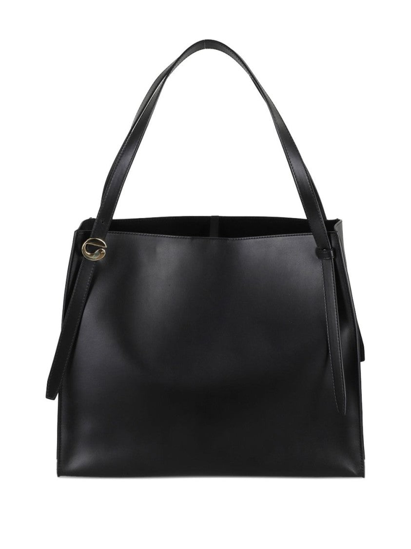 Coperni Black Structured Gold Logo Leather Bag