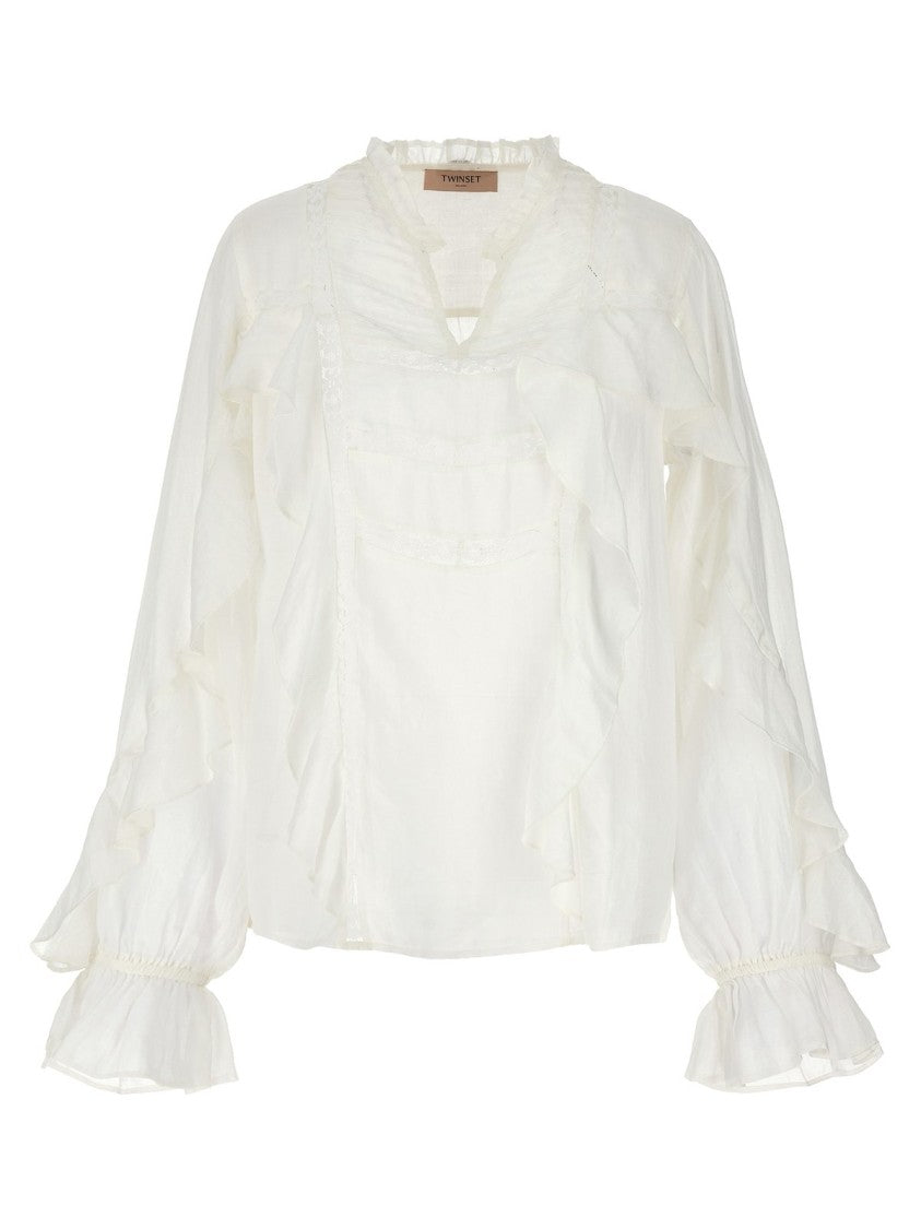 Twin-Set Ramie Blouse With Lace