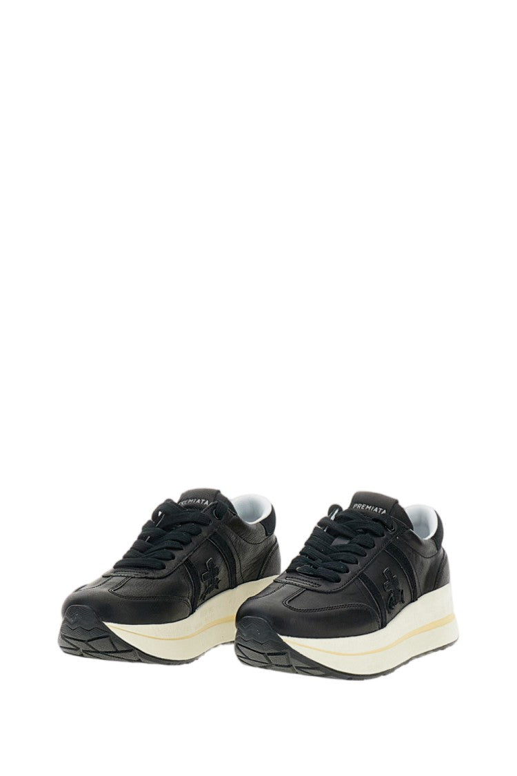 Premiata Black Bethcoin Leather Platform Sneakers