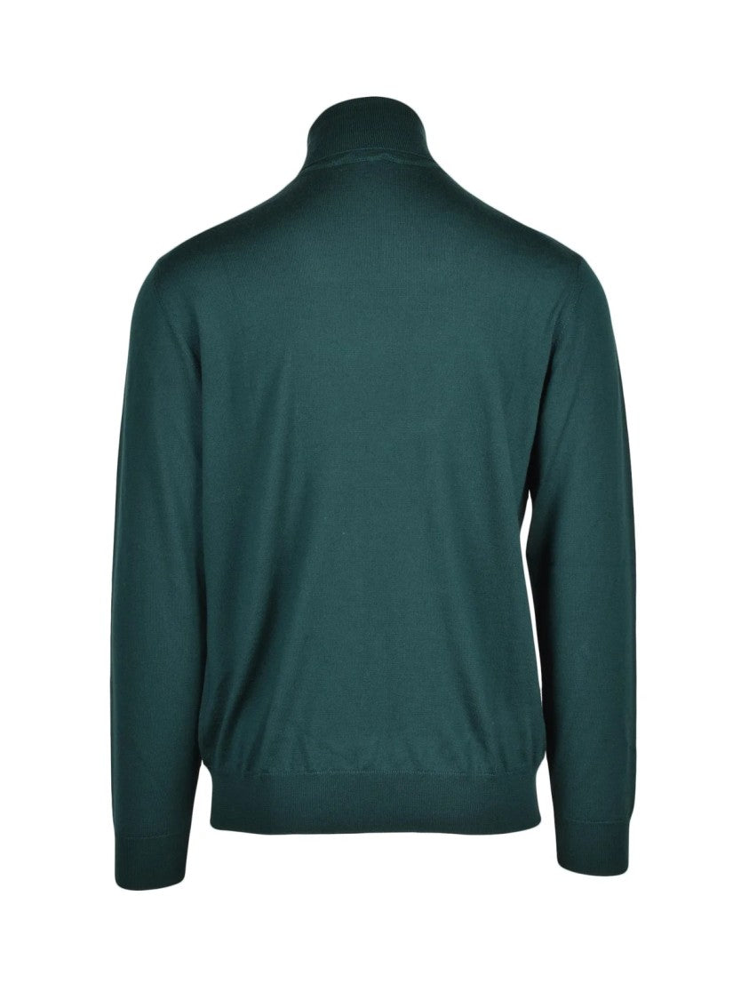 Baturo Green Extrafine Merino Wool Turtleneck Sweater