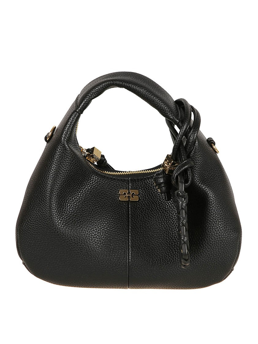 Ganni Curved Hobo Bag In Garnet-Effect Fabric