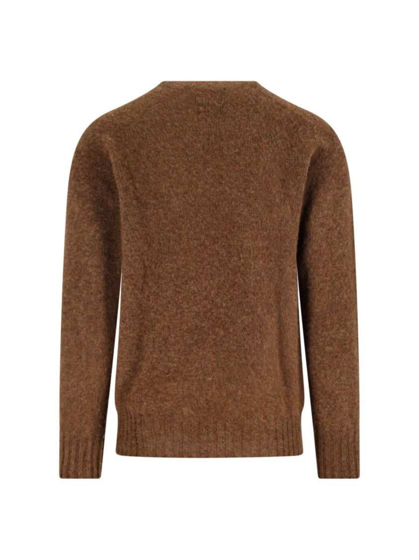 Howlin Crew Neck Shetland Wool Sweater With Ribbed Finishes