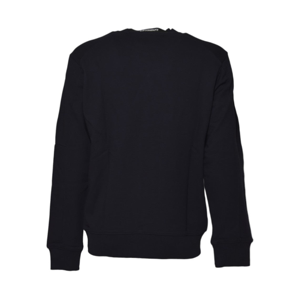 C.P. Company Minimalist Black Crewneck Sweater With Zippered Pocket
