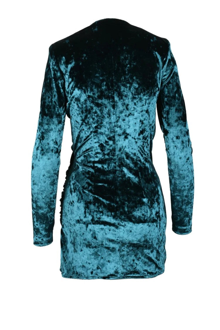 Nine Minutes Plush Velvet Mini Dress With V-Neckline