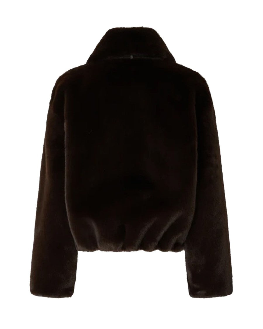 Pinko Brown Fur-Effect Blouson Jacket