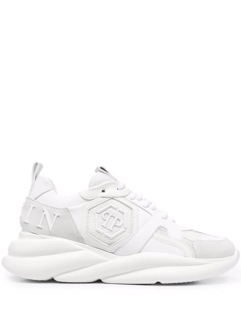 Philipp Plein White Runner Hurricane Sculpted Eva Sole Leather Trainers
