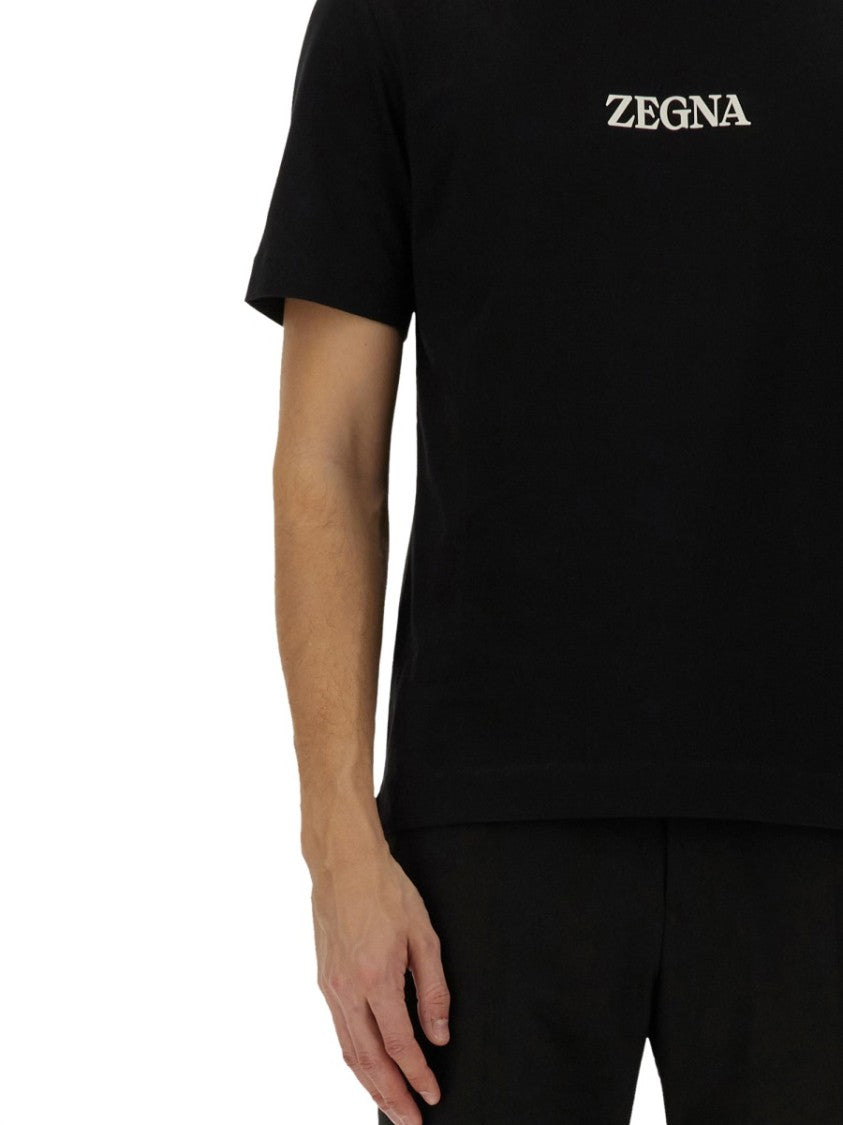 Zegna Black Jersey T-Shirt With Classic Crew Neckline