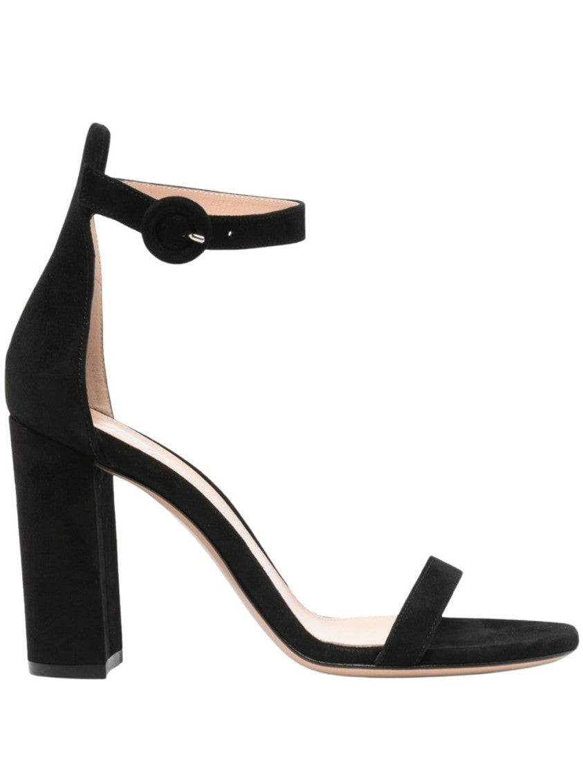 Gianvito Rossi Black Suede Sandals With Ankle Strap