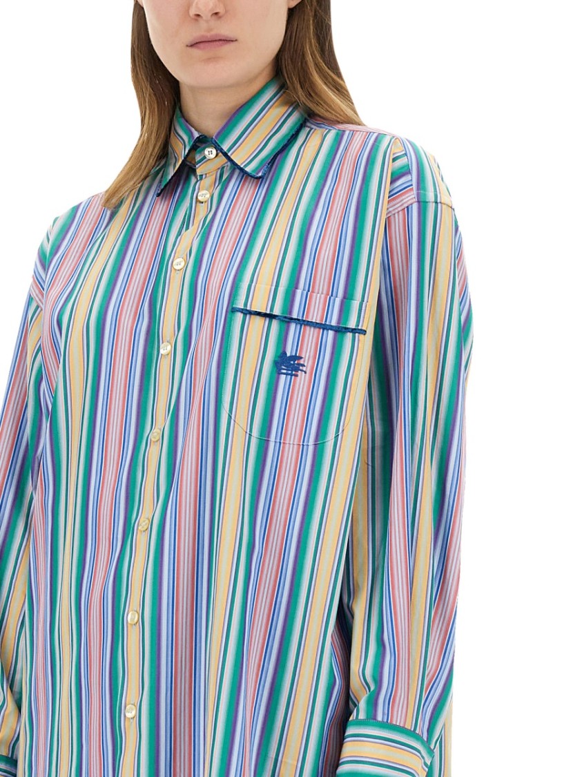 Etro Jacquard Striped Pattern Cotton Shirt