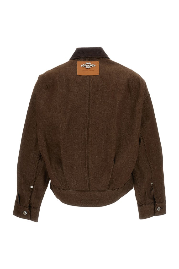 Simone Rocha Cropped Utility Pocket Workwear Jacket With Embellishments