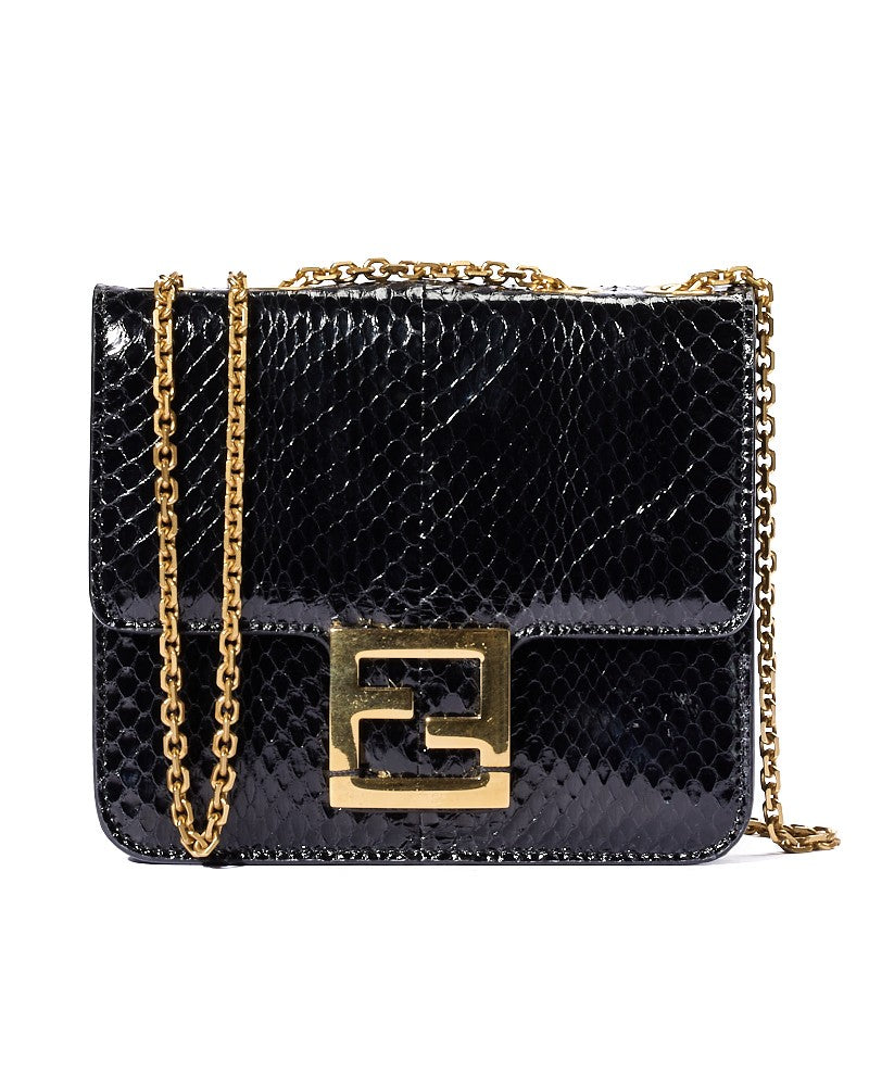 Fendi Fab Small Lucia Python In Black